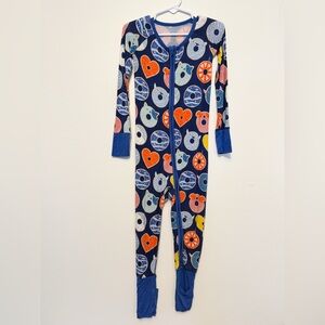 Little Sleepies Donut Dreams Blue and Orange Patterned Footie Pajamas